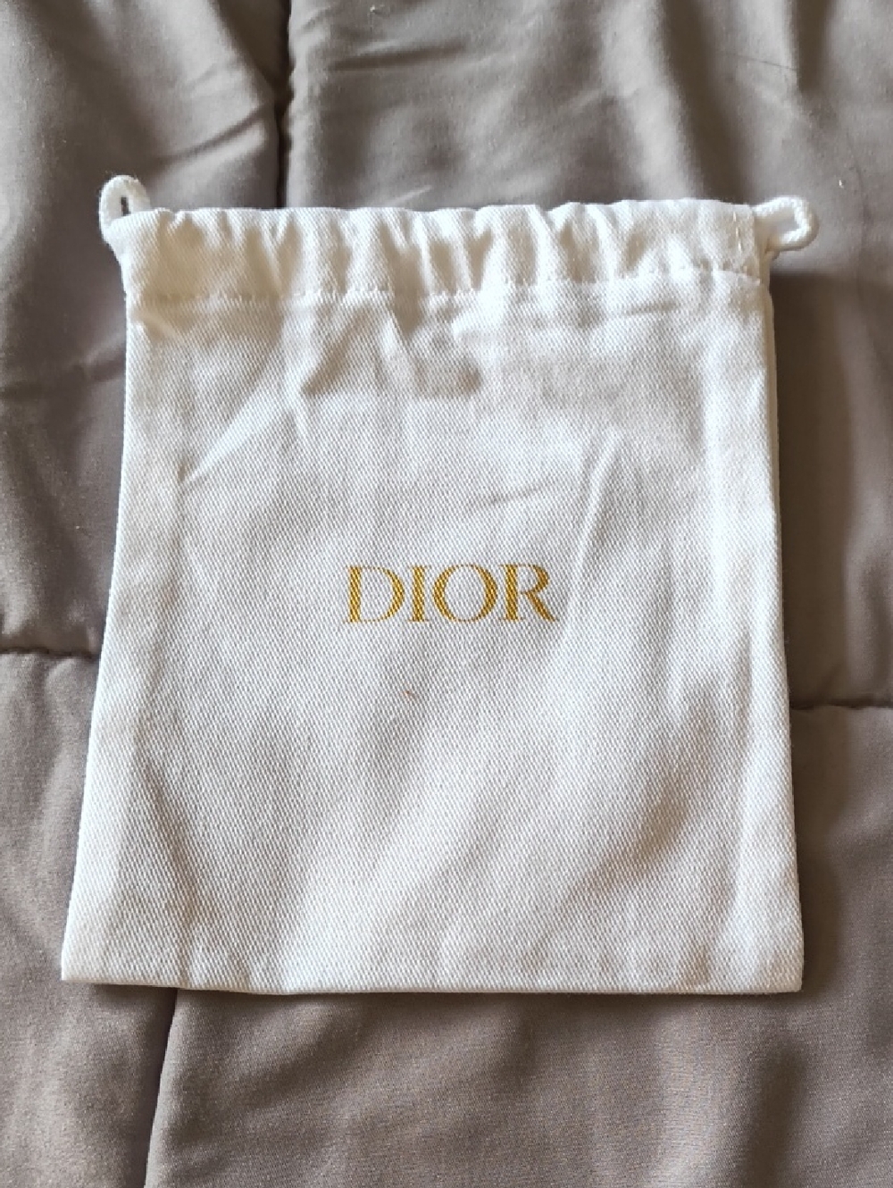 Christian Dior White Gold Canvas Small Drawstring Bag